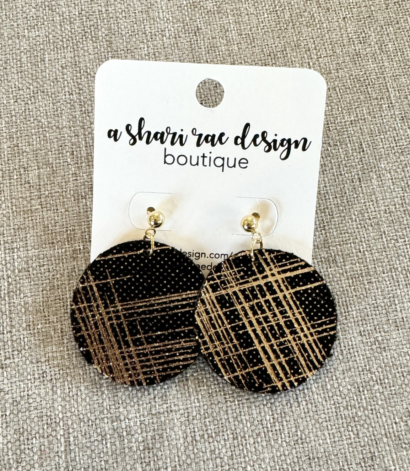 Black &amp; Gold Shimmer Circles with Gold Studs