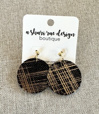 Black &amp; Gold Shimmer Circles with Gold Studs