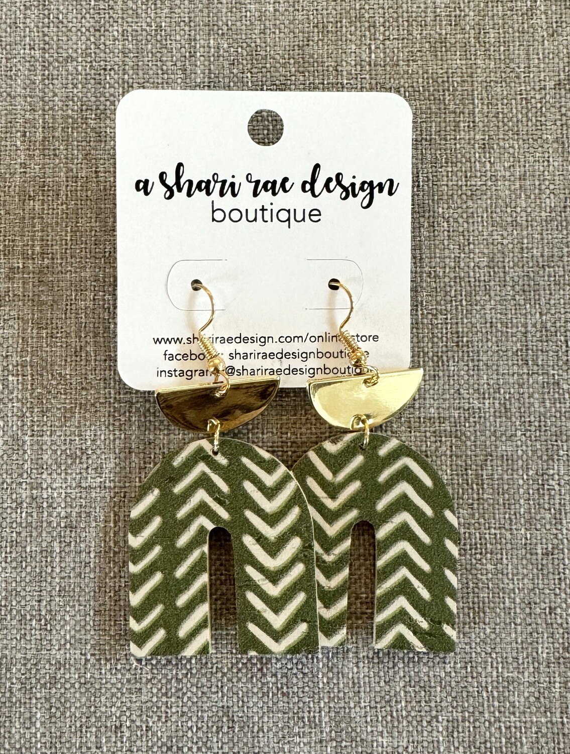 Olive Green Scarf Rainbows with Gold Half Moon
