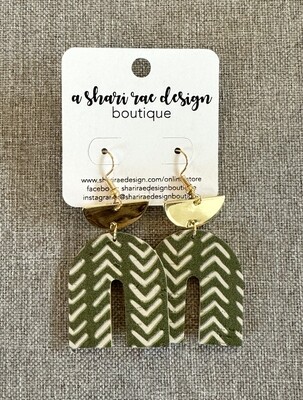 Olive Green Scarf Rainbows with Gold Half Moon