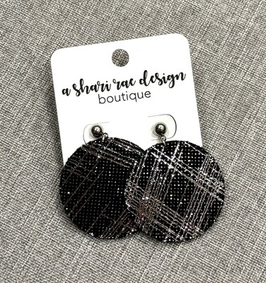 Black &amp; Silver Shimmer Circles with Silver Studs