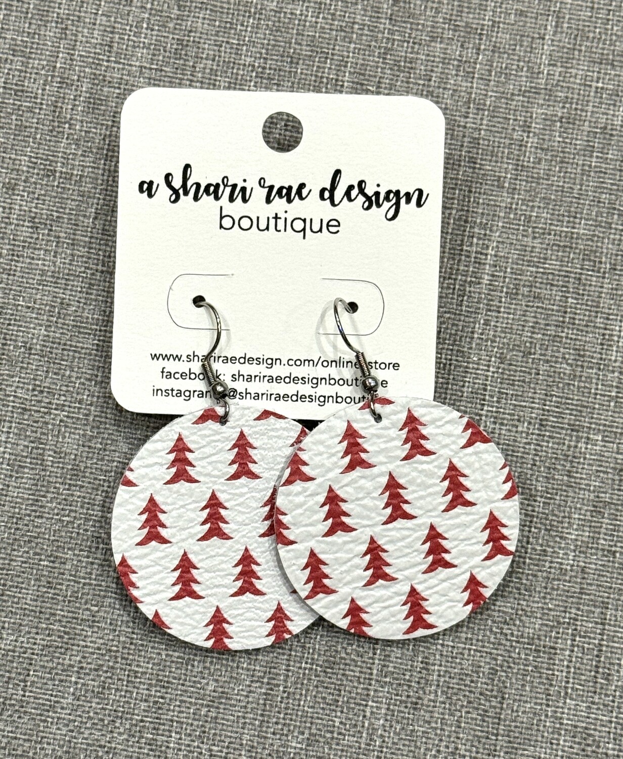 Red &amp; White Christmas Trees Circles Large
