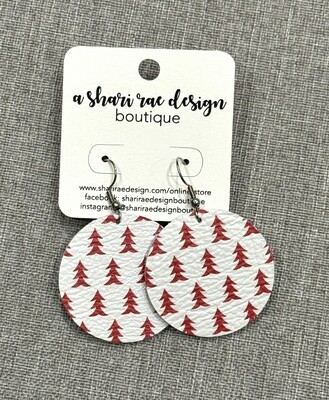 Red &amp; White Christmas Trees Circles Large