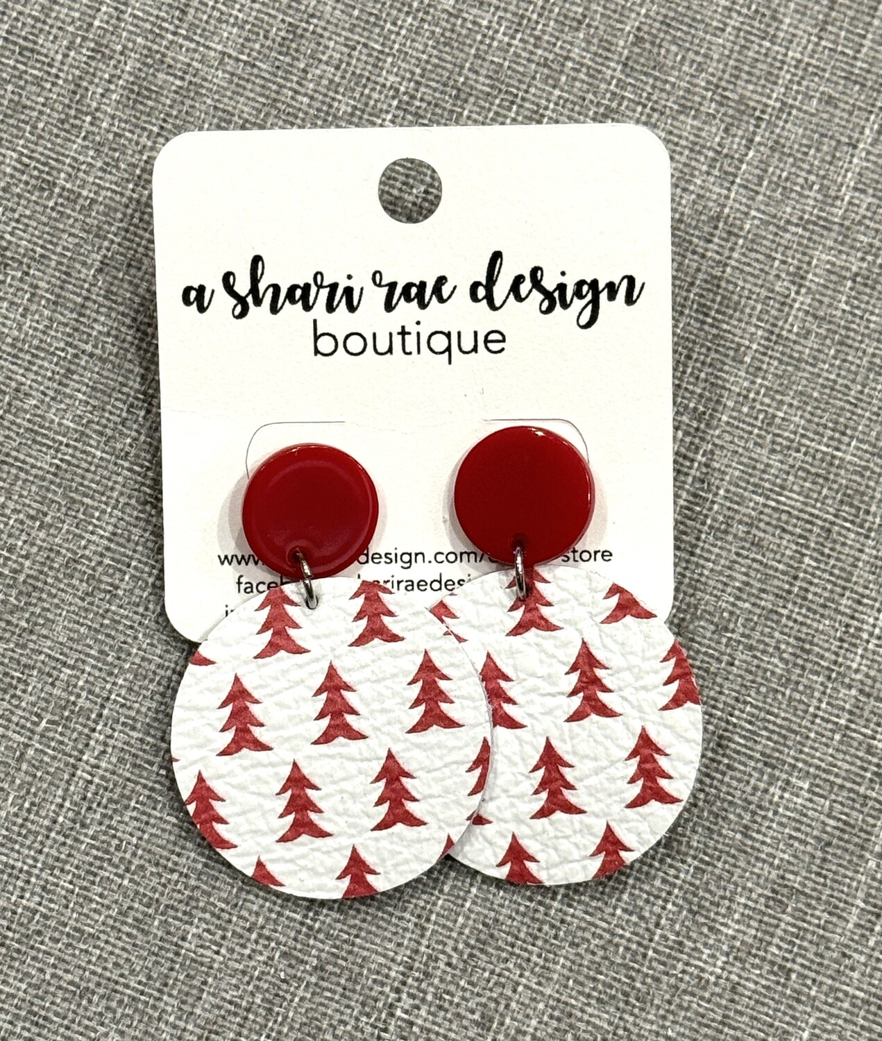 Red &amp; White Christmas Trees with Red Studs