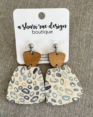 Blue Pebbled Trapezoids with Wood Studs