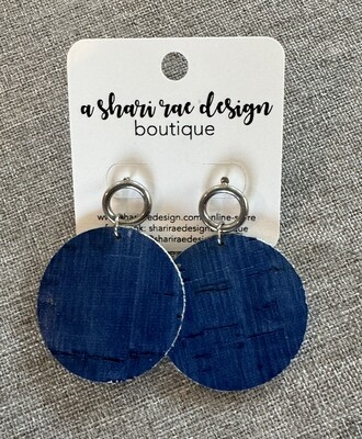 Navy Blue Circles with Silver Cutout Studs