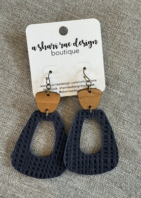 Navy Blue Trapezoid with Wood