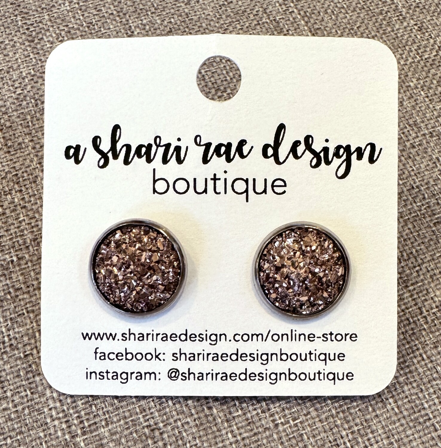Gold Crystal Chunky Circle Studs 12mm