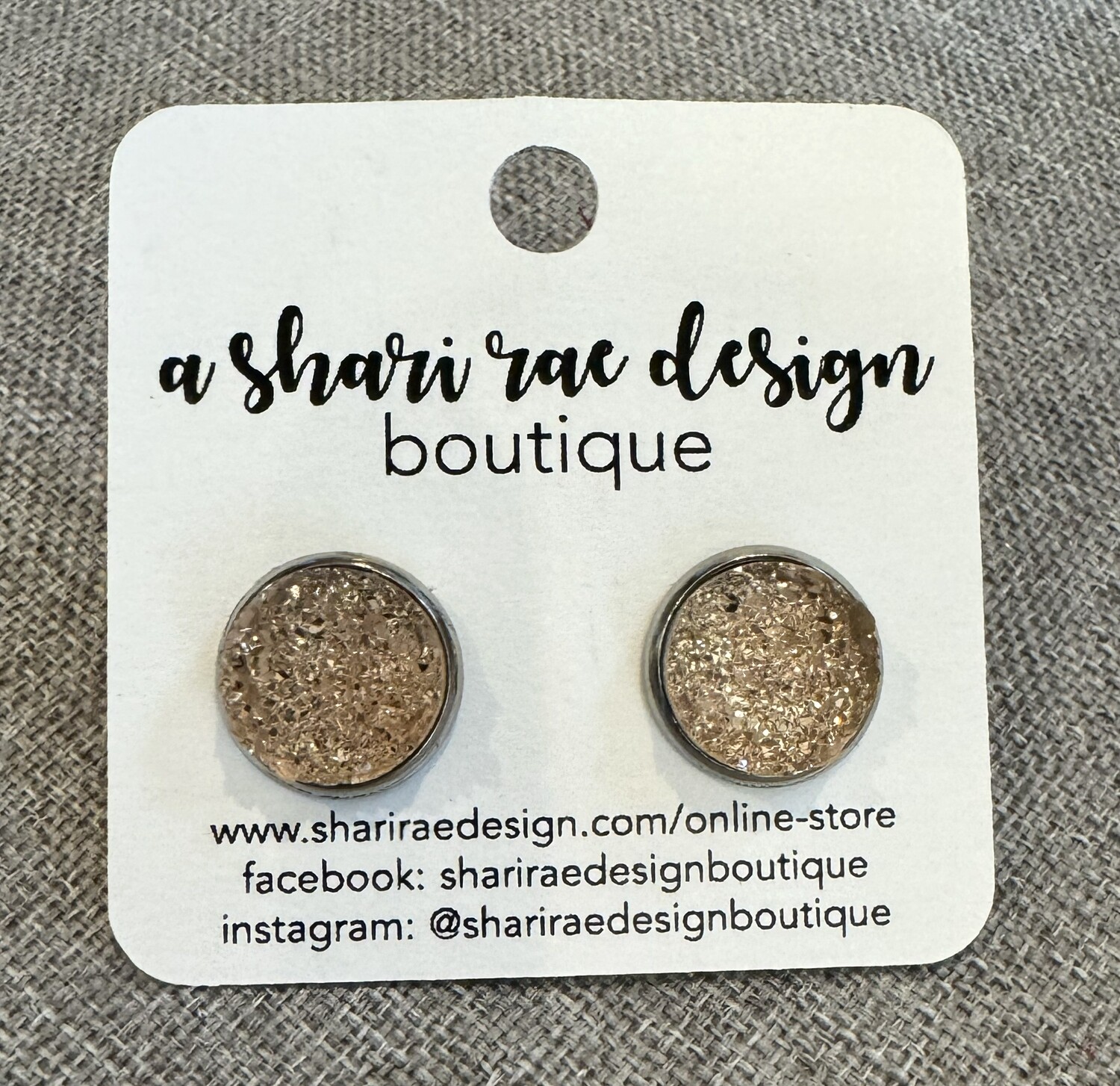 Champagne Crystal Chunky Circle Studs 12mm