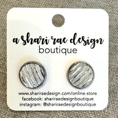 Silver Striped Circle Dome Studs 12mm