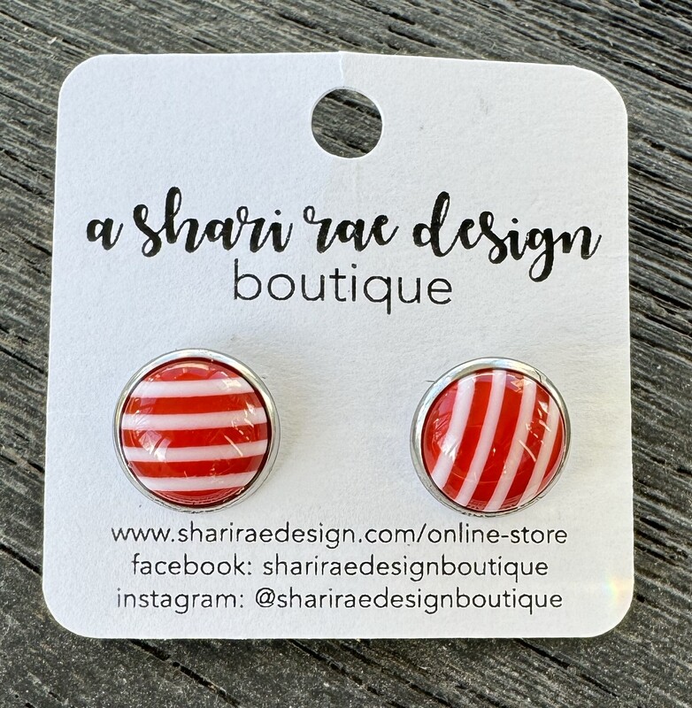 Candy Cane Circle Dome Studs 12mm