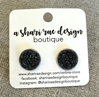 Midnight Crystal Chunky Circle Studs 12mm