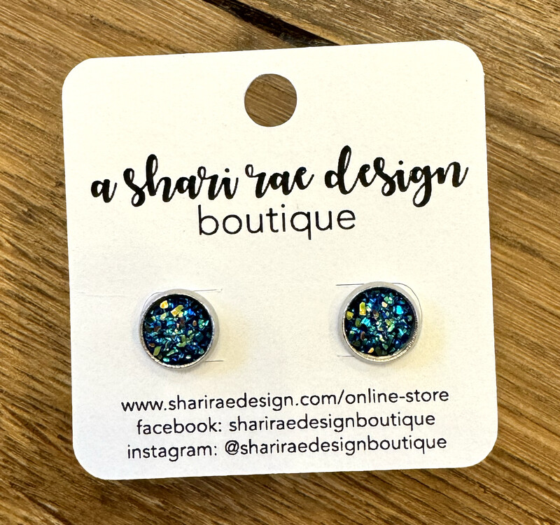 Small Turquoise Chunky Circle Studs 8mm