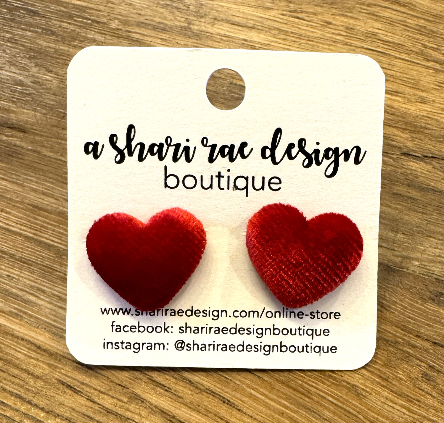 Corduroy Red Heart Studs