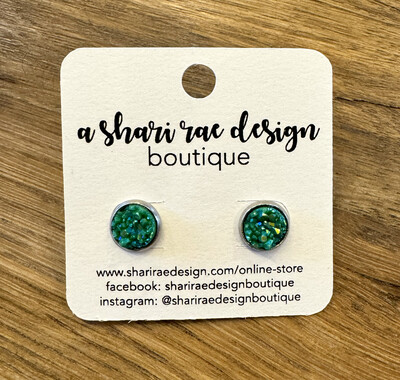 Small Emerald Green Chunky Circle Studs 8mm