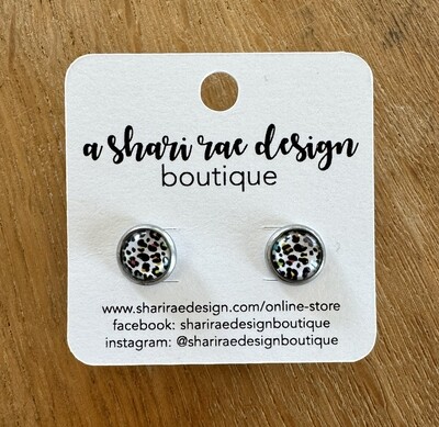 Small Multicolored Leopard Circle Dome Studs 8mm