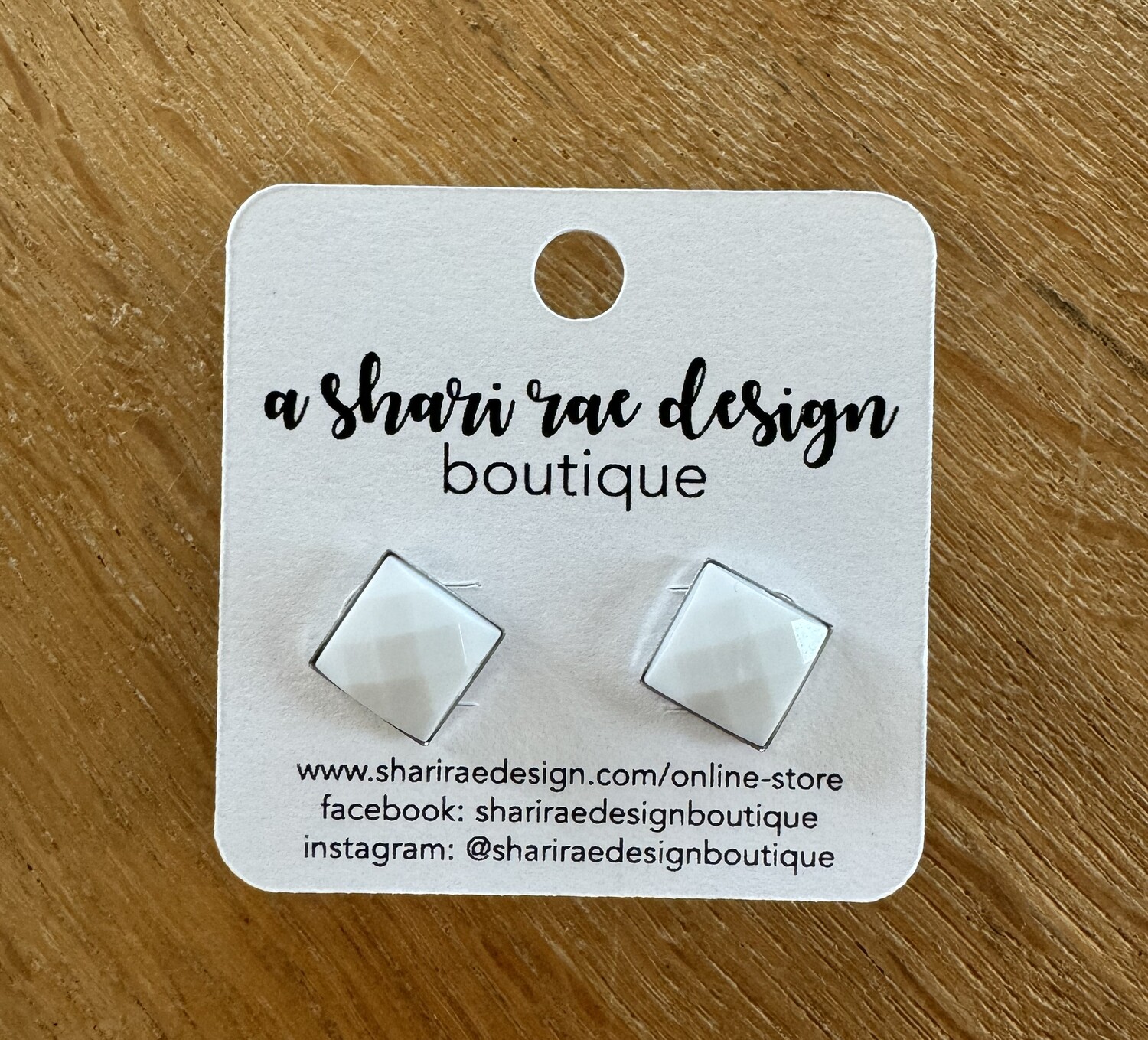 White Matte Square Studs