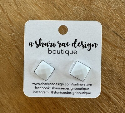 White Matte Square Studs