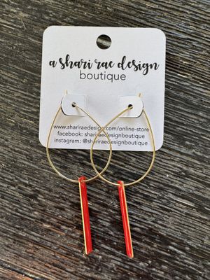 Red Bar Gold Hoops