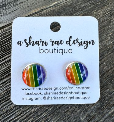 Rainbow Striped Circle Dome Studs 12mm