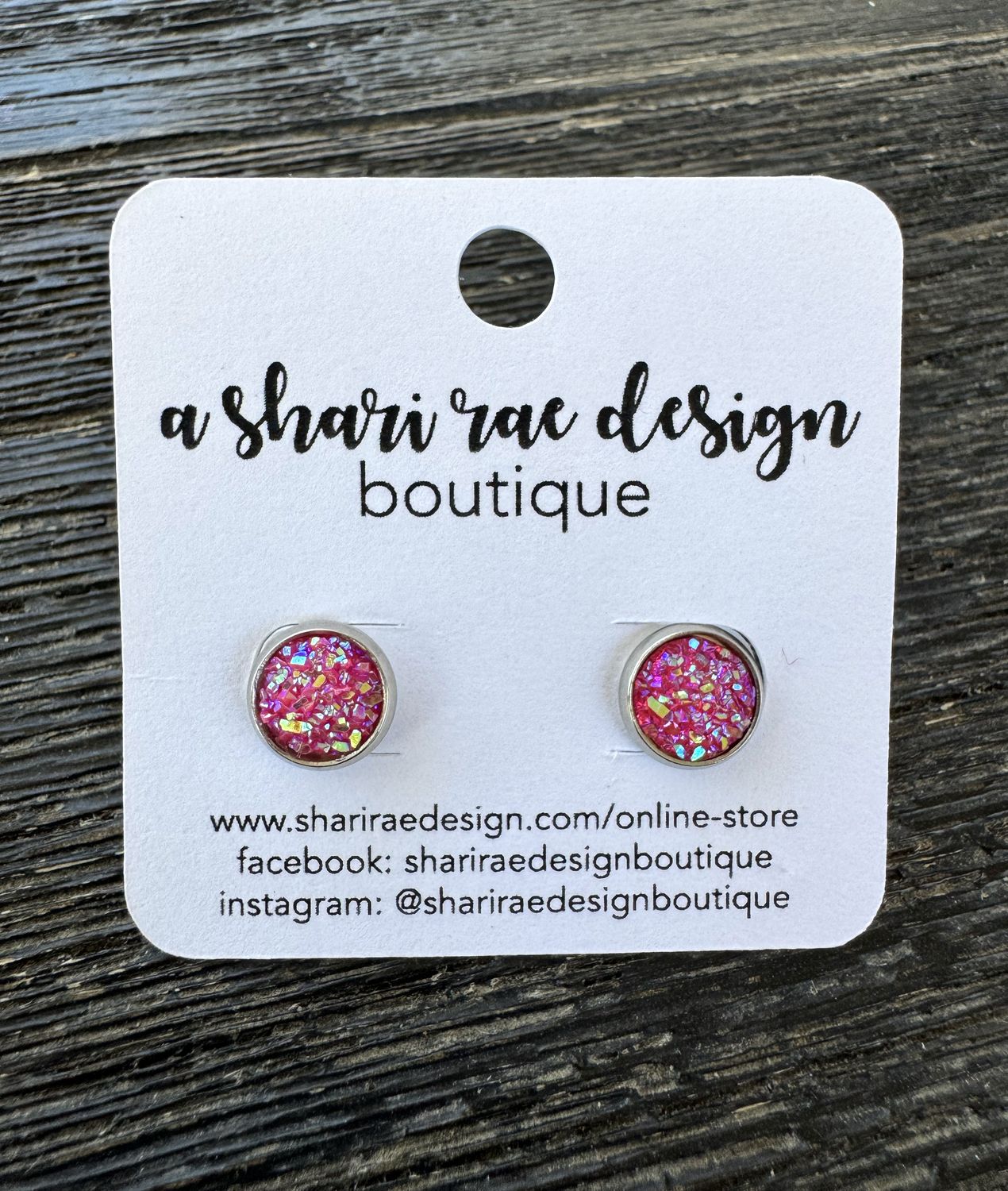 Small Pink Chunky Circle Studs 8mm