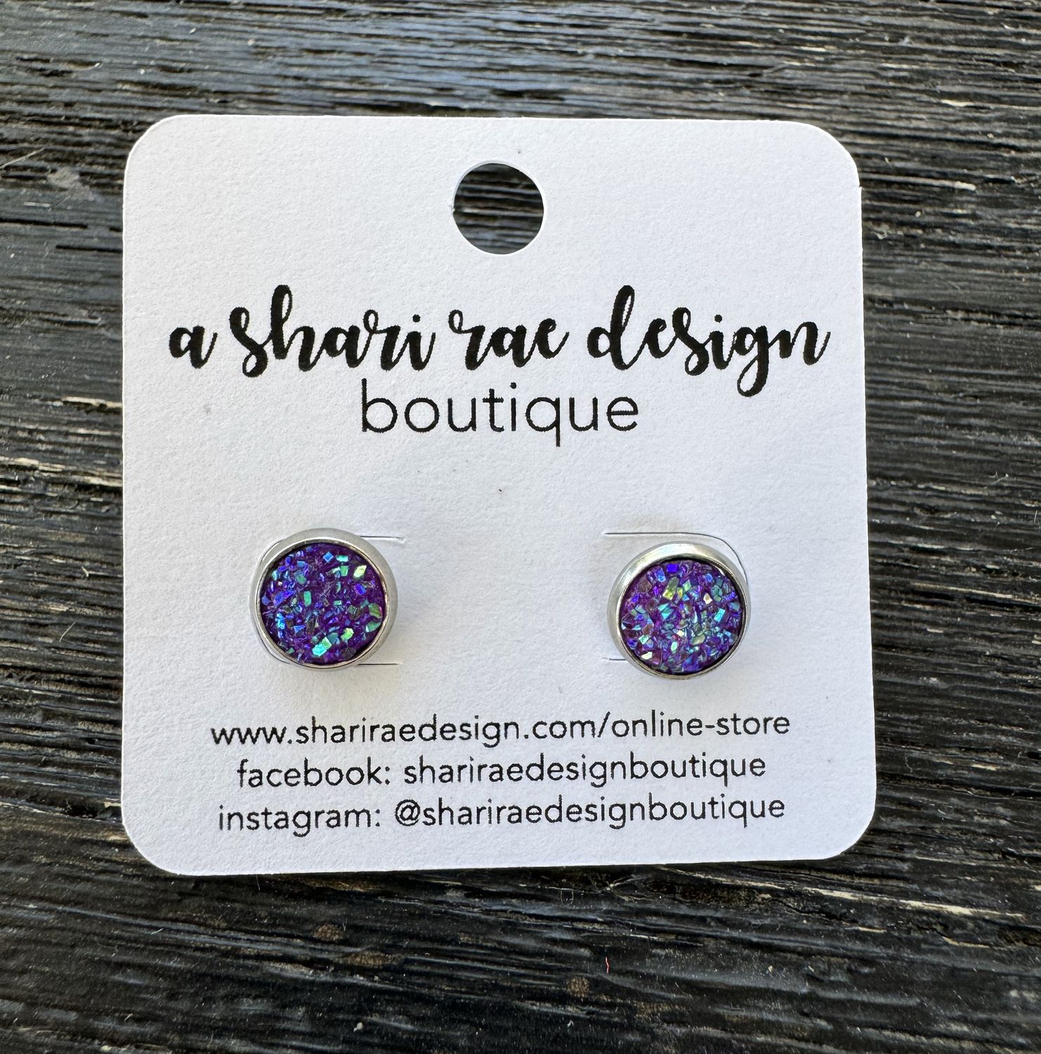 Small Purple Chunky Circle Studs 8mm