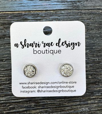 Small Silver Chunky Circle Studs 8mm