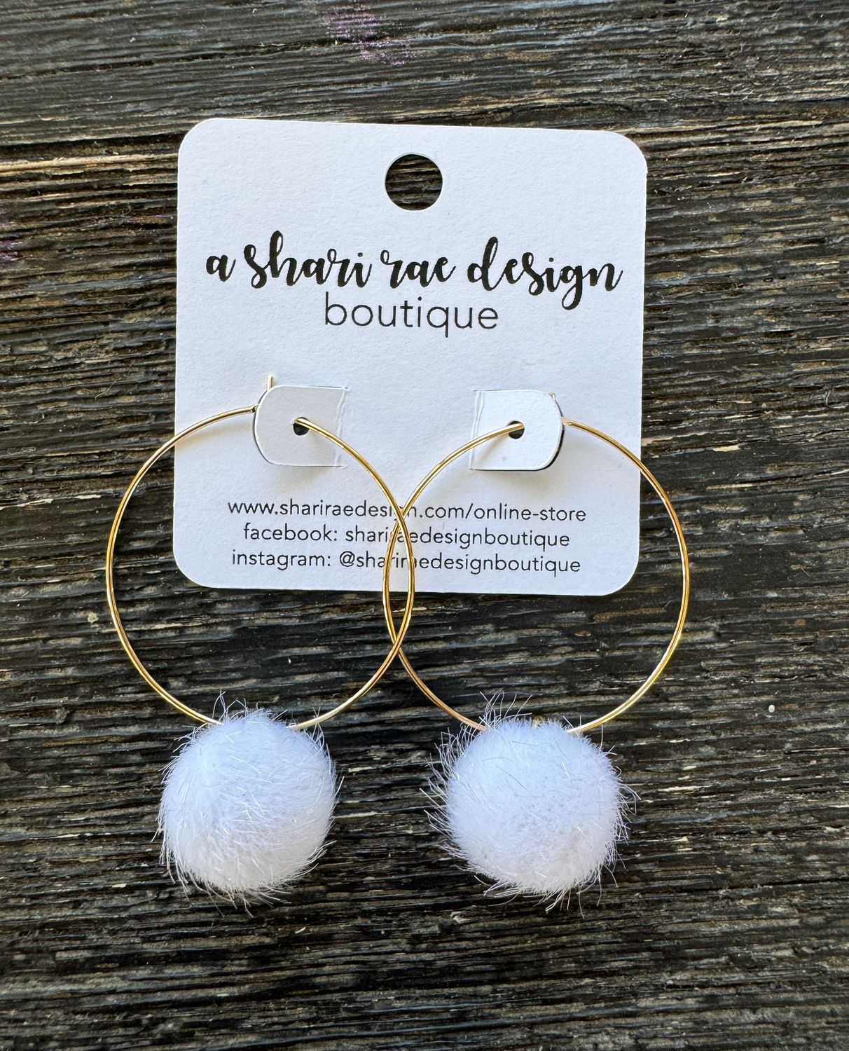 Pom Pom Hoops - White