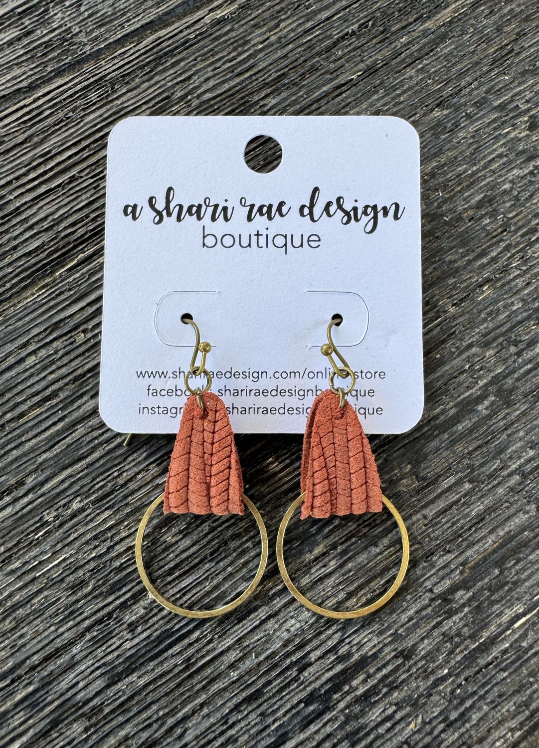 Burnt Orange Small Brass Circle Foldovers