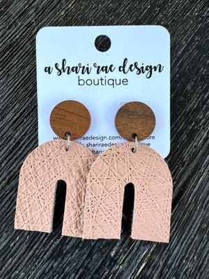 Nude Blush Rainbow Wood Circle Studs