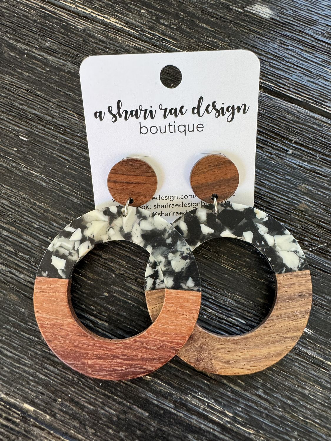 Black &amp; White Chunky Acrylic Circle Wood Studs XL