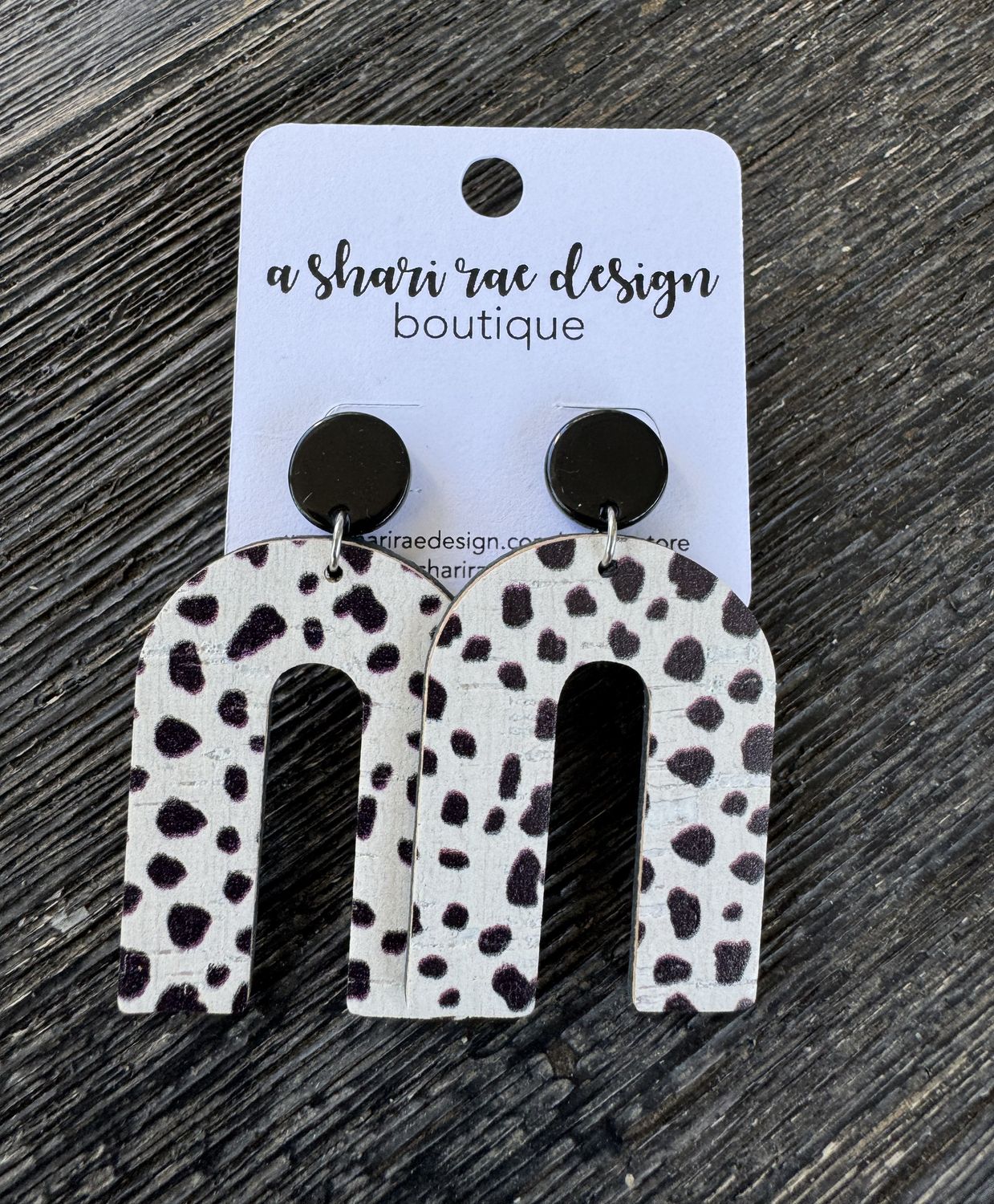 Black &amp; White Cow print Large Rainbow Studs
