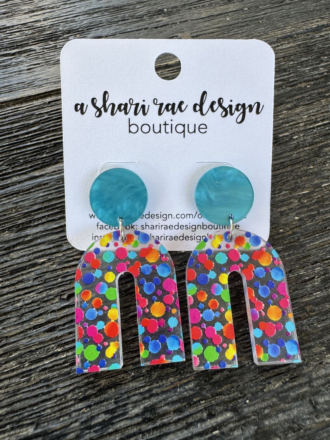 Acrylic Rainbow Arched Turquoise Studs