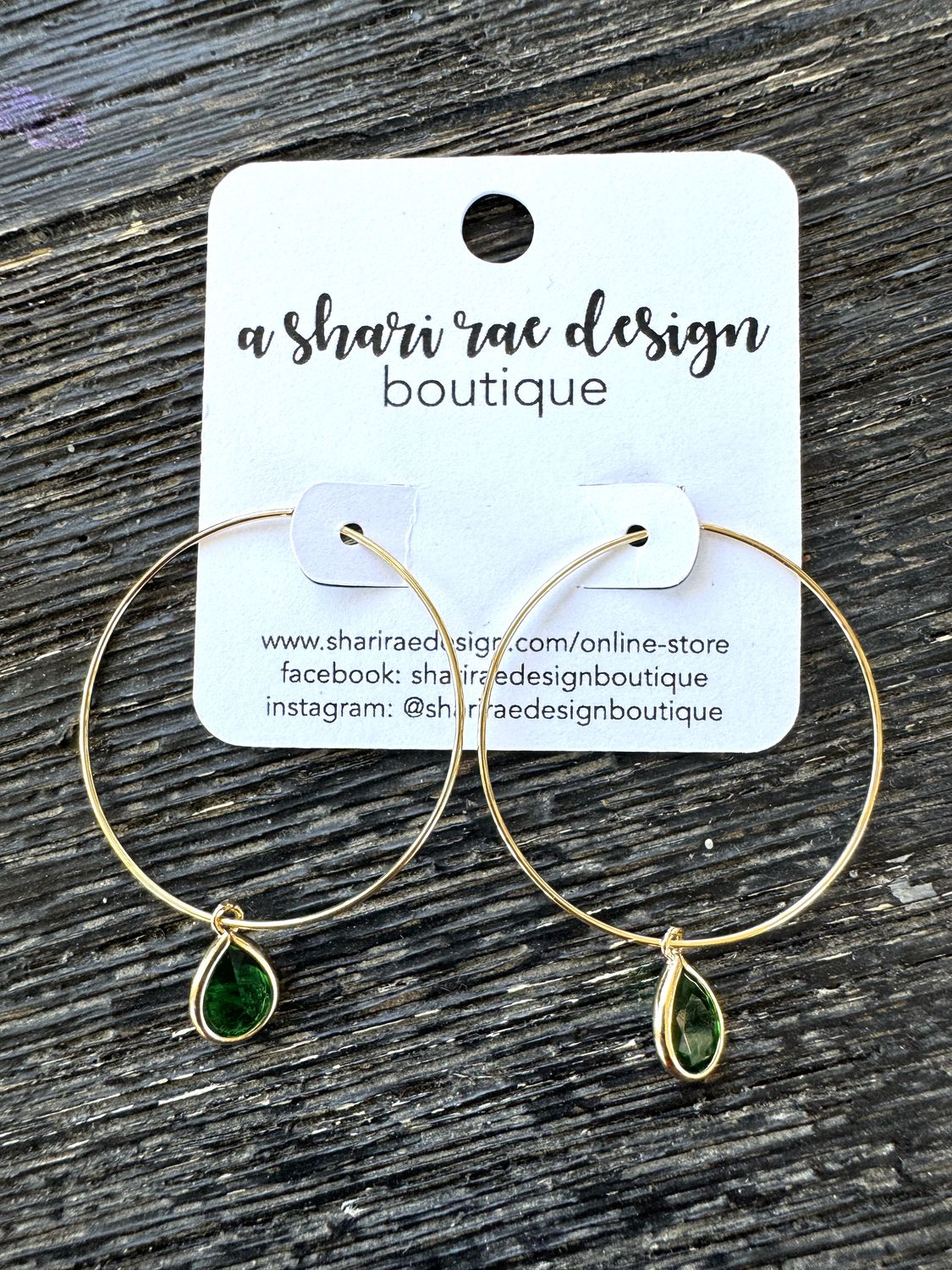 Emerald Green Glass Petal Hoops