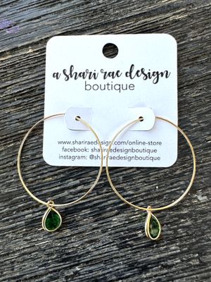 Emerald Green Glass Petal Hoops