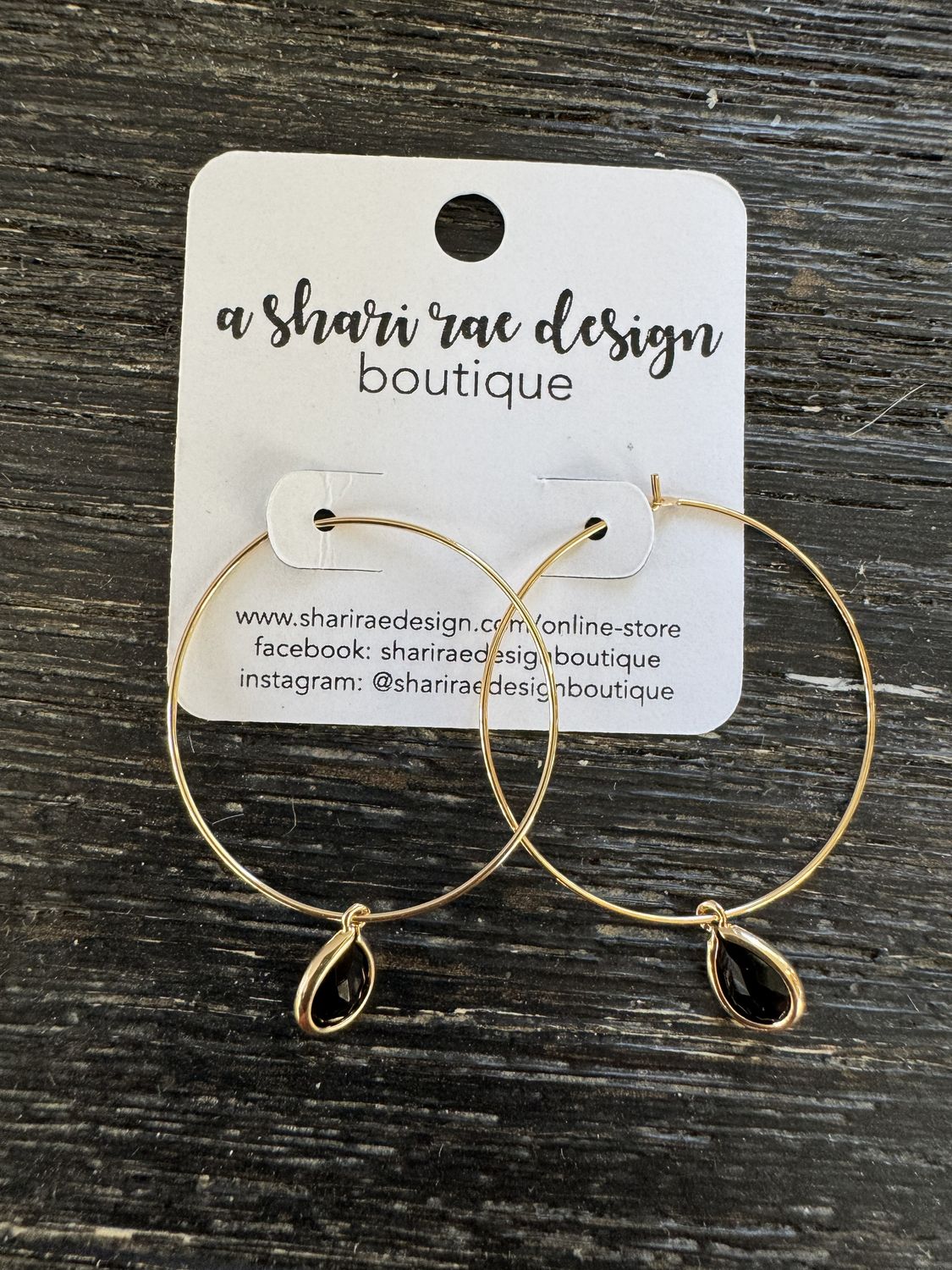 Black Glass Petal Hoops
