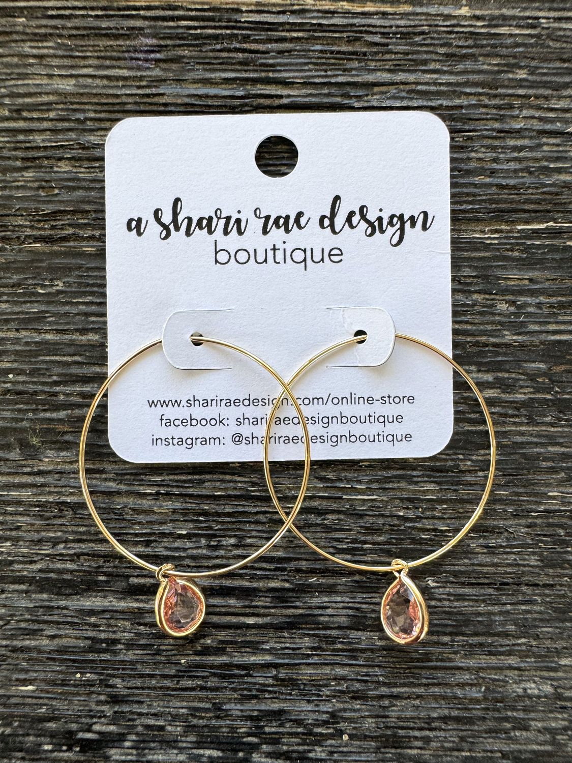 Pale Pink Glass Petal Hoops