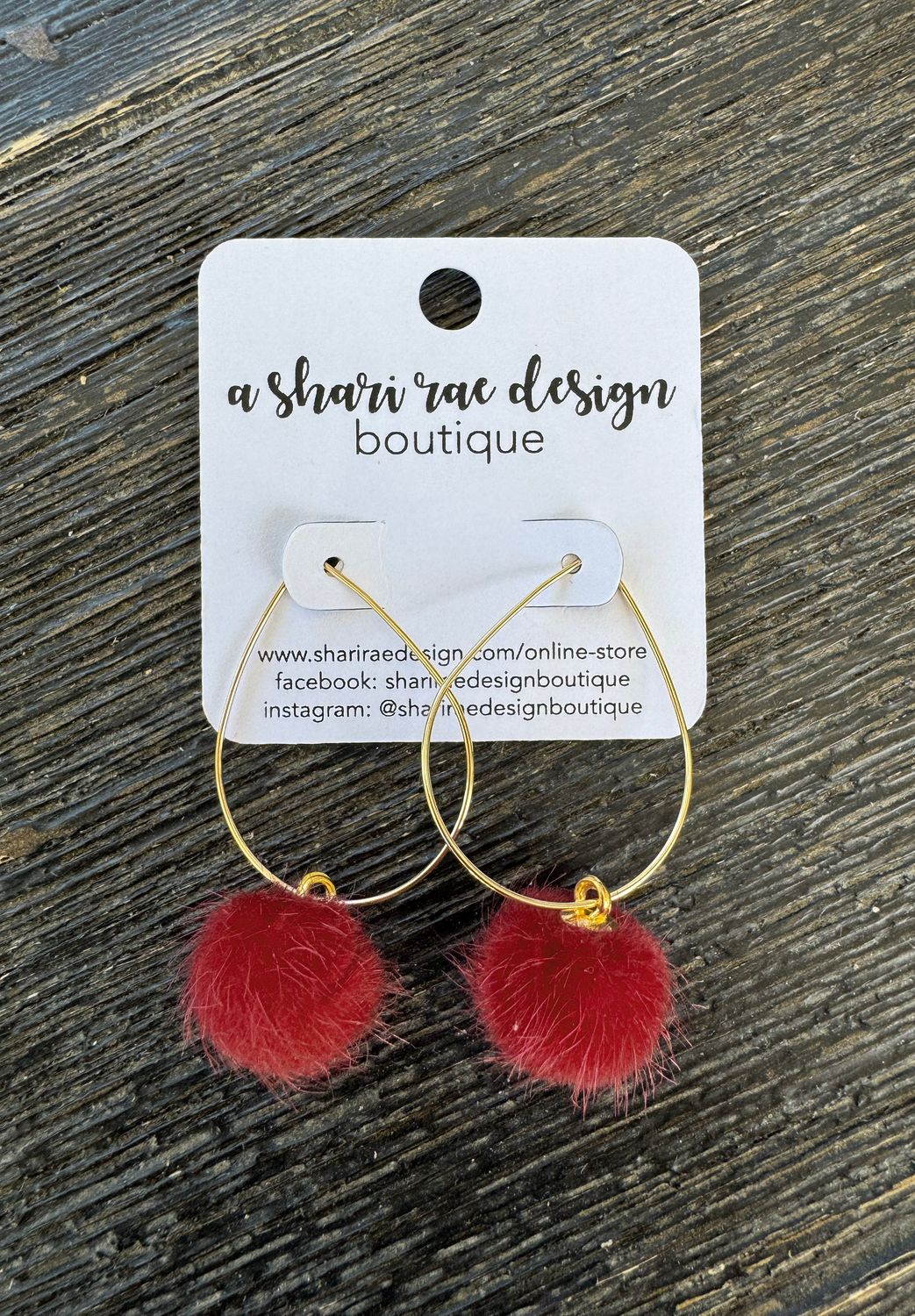 Pom Pom Hoops -  Red