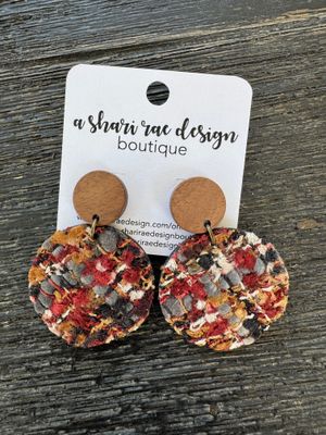 Autumn Tweed Wood Circle Studs