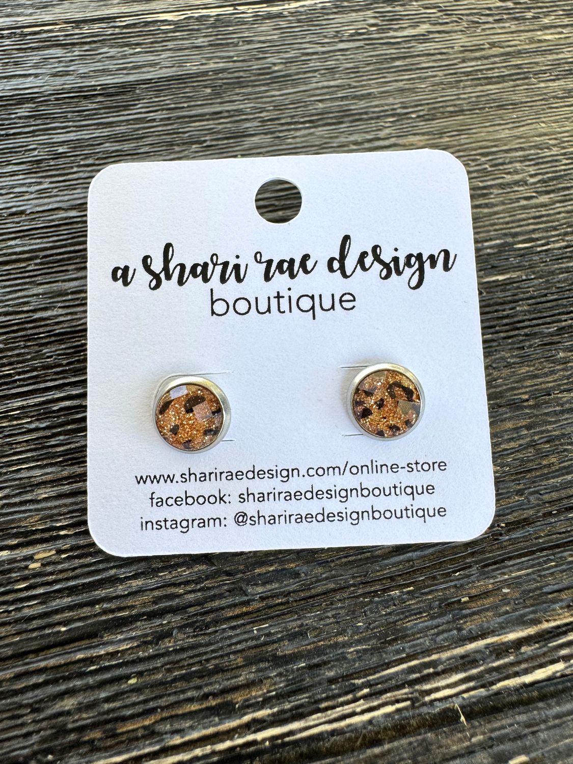Small Golden Leopard Dome Circle Studs 8mm