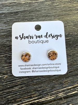 Small Golden Leopard Dome Circle Studs 8mm