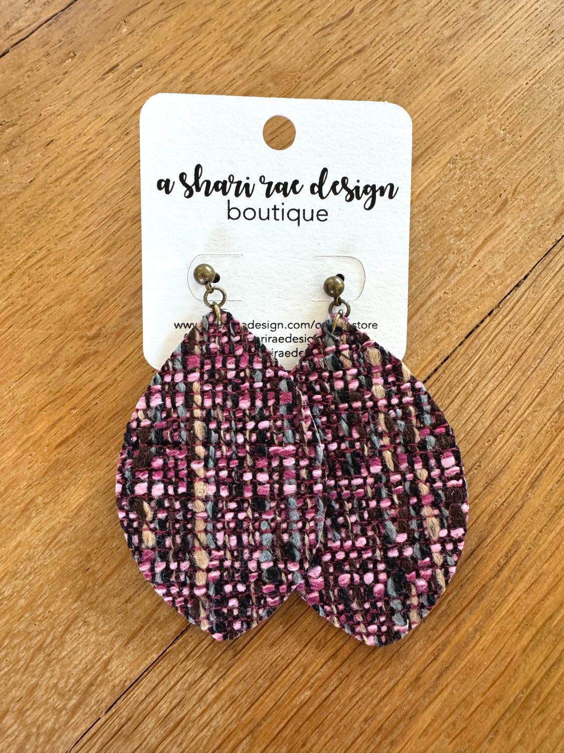 Autumn Pink Tweed Petals Studs XL