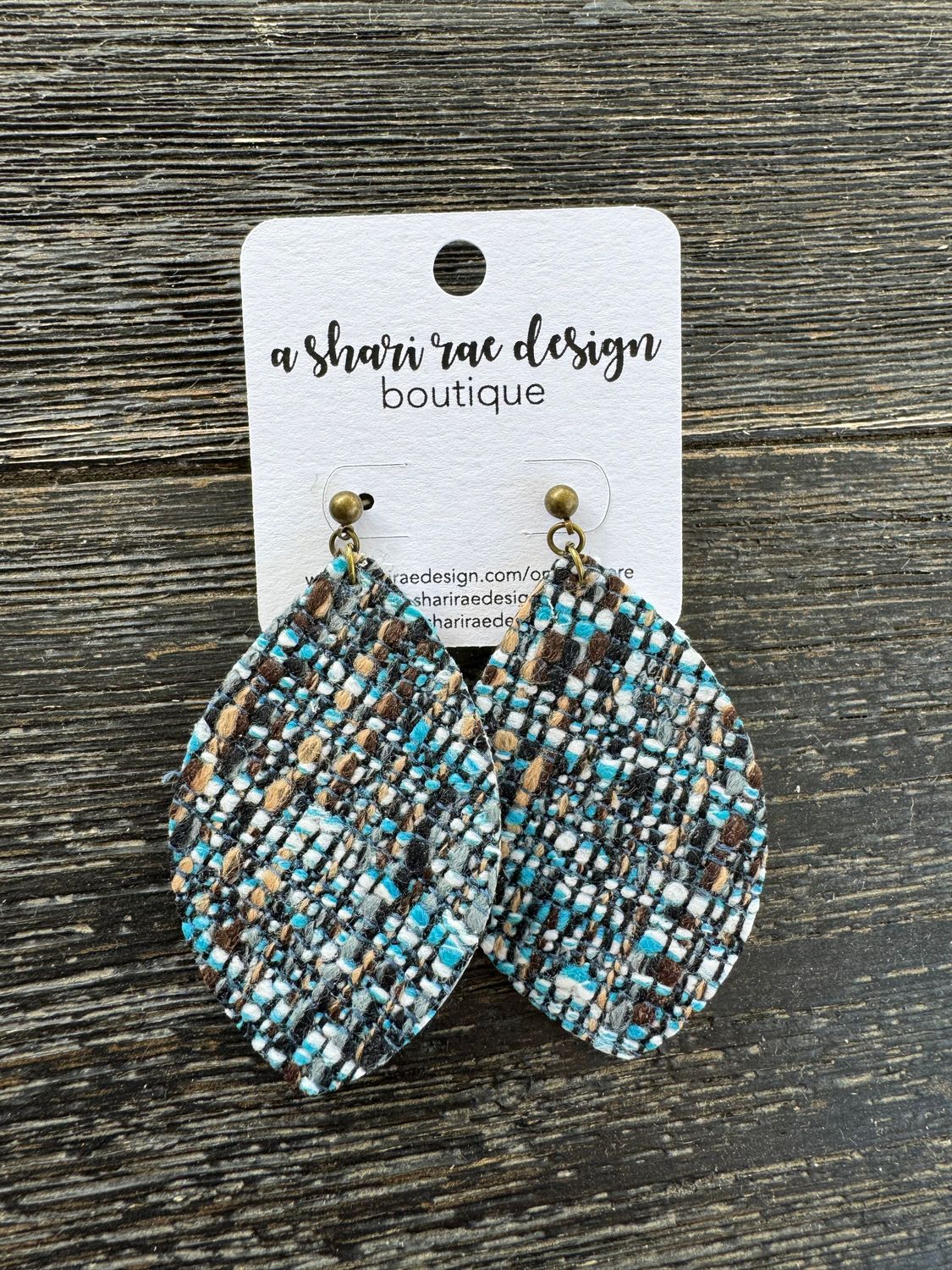 Autumn Teal Tweed Petals Studs XL