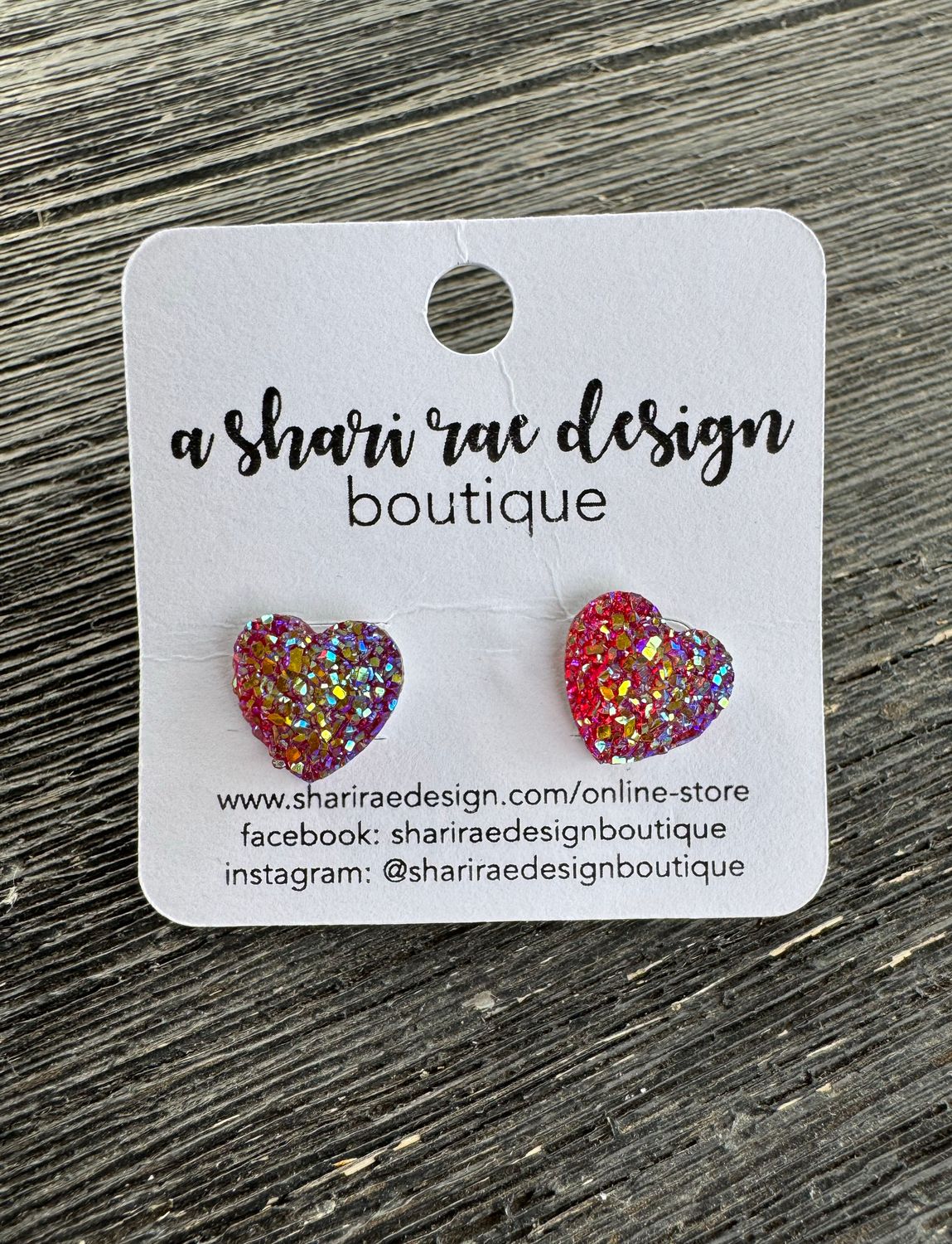 Red Glittery Hearts Studs 12mm