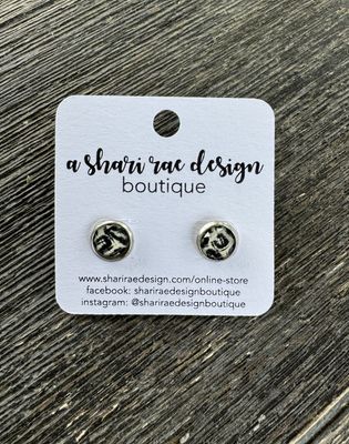 Black &amp; White Leopard Studs 8mm