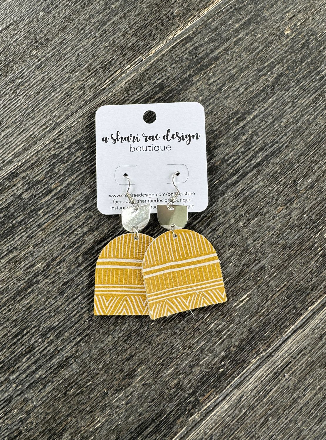 Gold Pattern Leather Silver Half Ovals