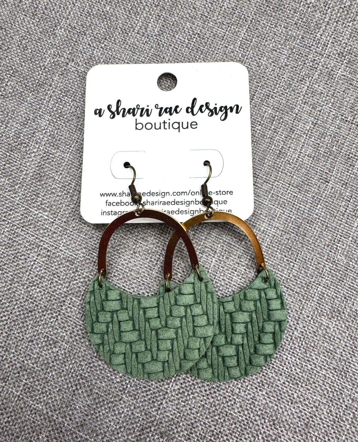Olive Green Weave Basket Brass Arches