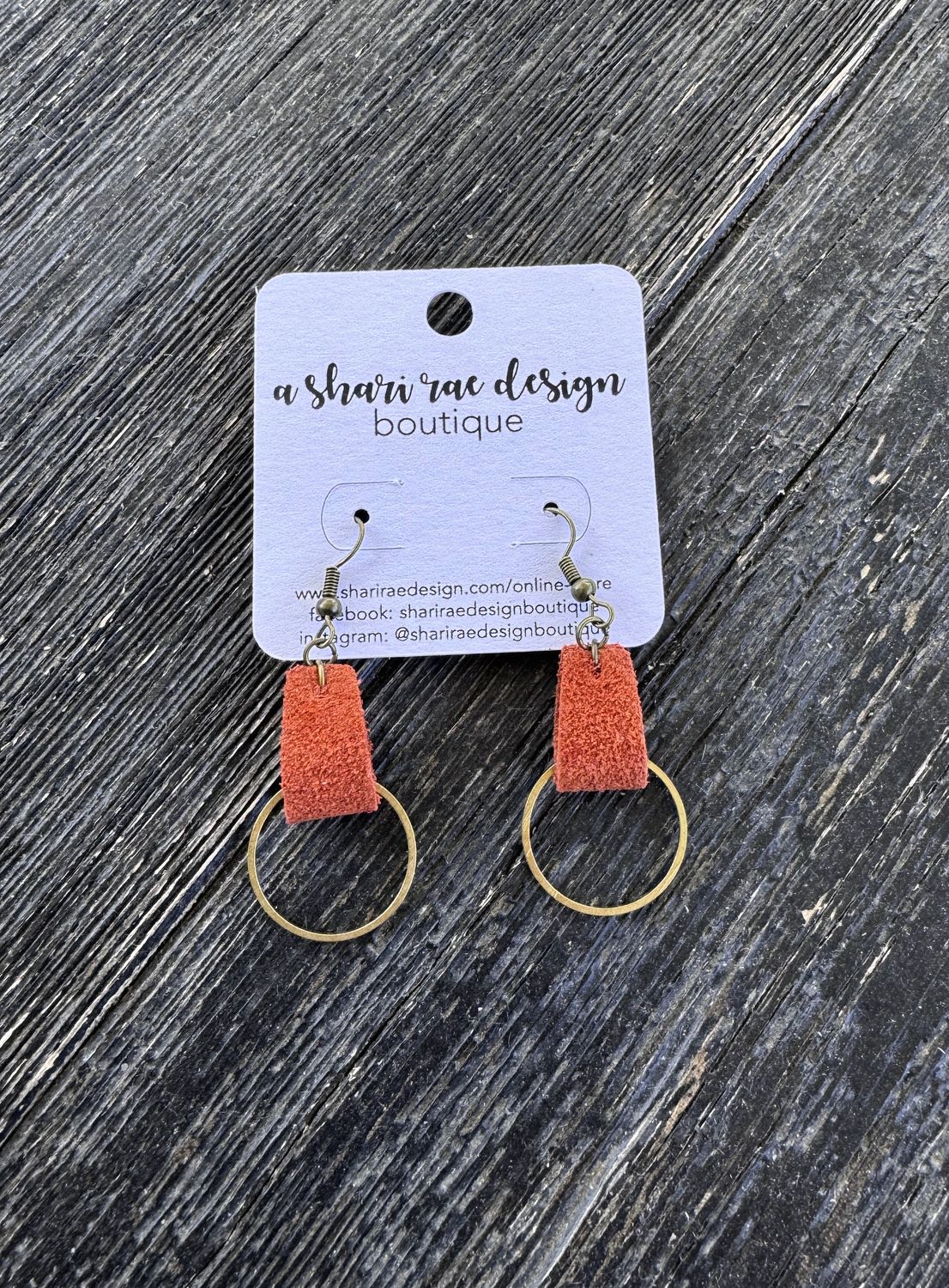 Burnt Orange Leather Small Brass Foldovers