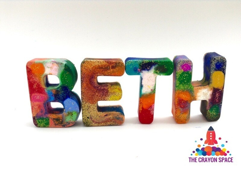 ☆GlitterBlast☆ Crayon Name Letter Set in Rocket Ship Gift &quot;Blast Off Box&quot; | FREE STANDARD SHIPPING WITHIN US