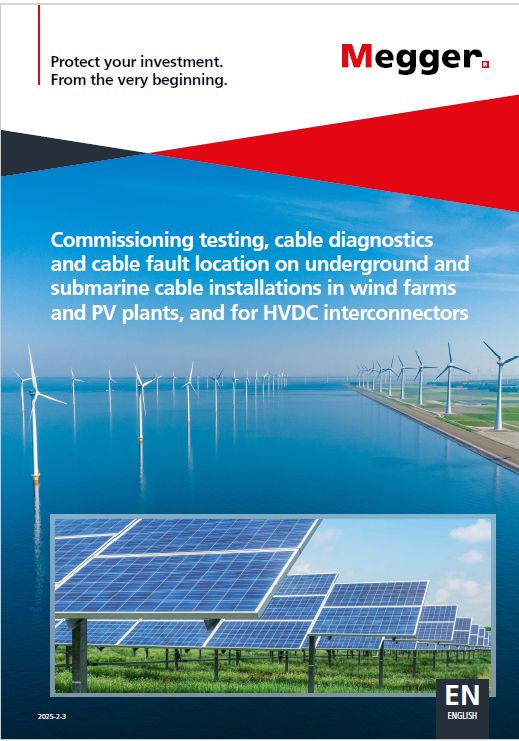 Commissioning testing, cable diagnostics and cable fault location on underground and submarine cable installations in wind farms and PV plants, and for HVDC interconnectors